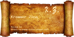 Kremmer Zina névjegykártya